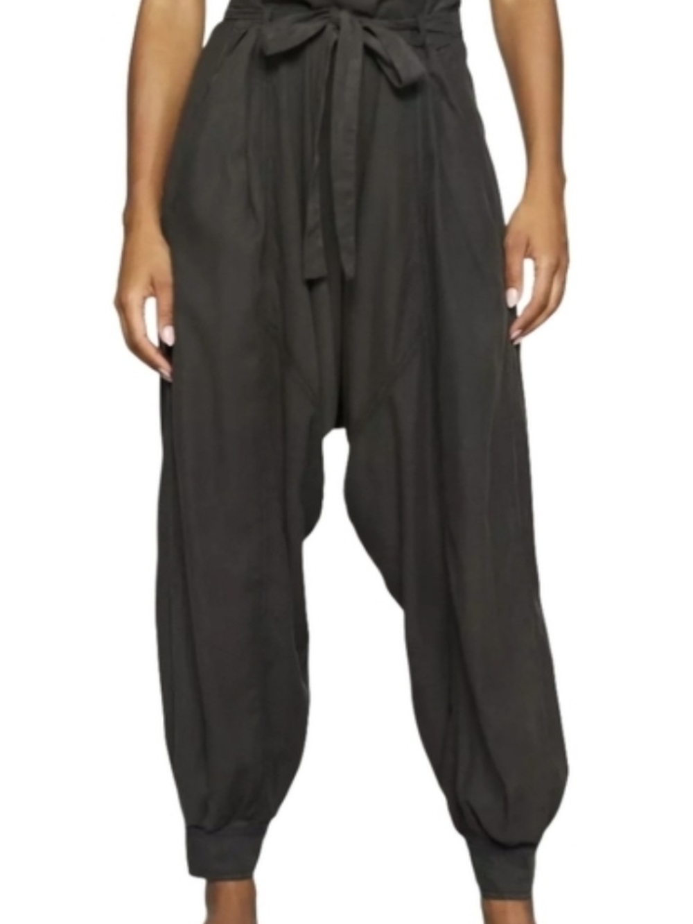 Free People Charcoal Tie-Waist Harem Jogger Pants
